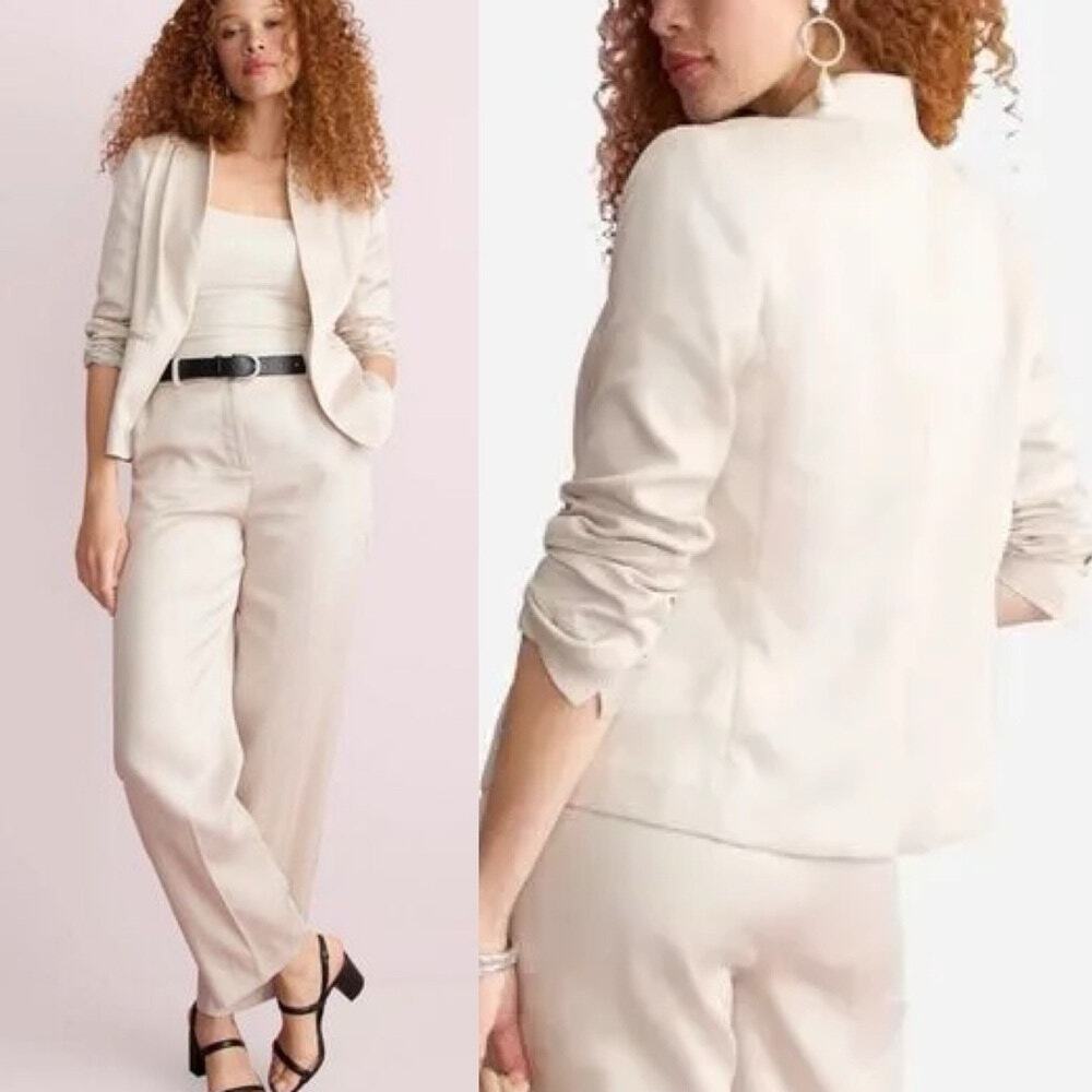 NWT J Crew Women Going Out Blazer Minimalist Gramercy Twill Tan Lightweight 6P